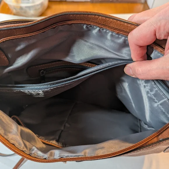 Realer Soft Brown Faux Leather Purse Handbag Large Bucket Hobo Crossbody - Picture 7 of 12